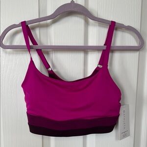 Athleta Coastline Pink Bikini Top with Wide Straps and Color-Block Design